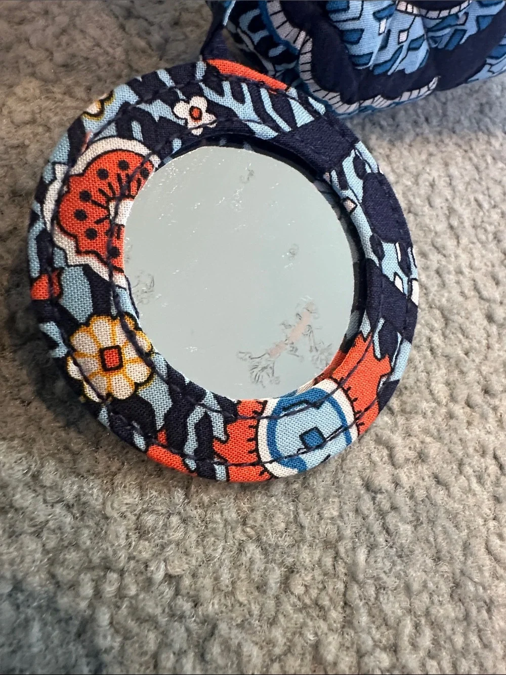 NWT Vera Bradley Navy Paisley Quilted Cosmetic Pouch with Mirror